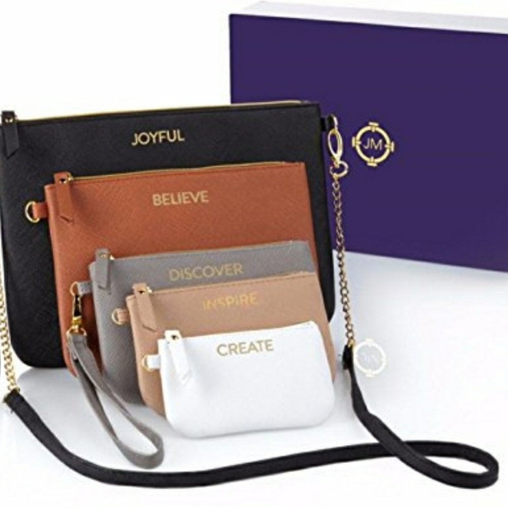Joy Mangano 5 Zippered Pouch Set in Gift Box